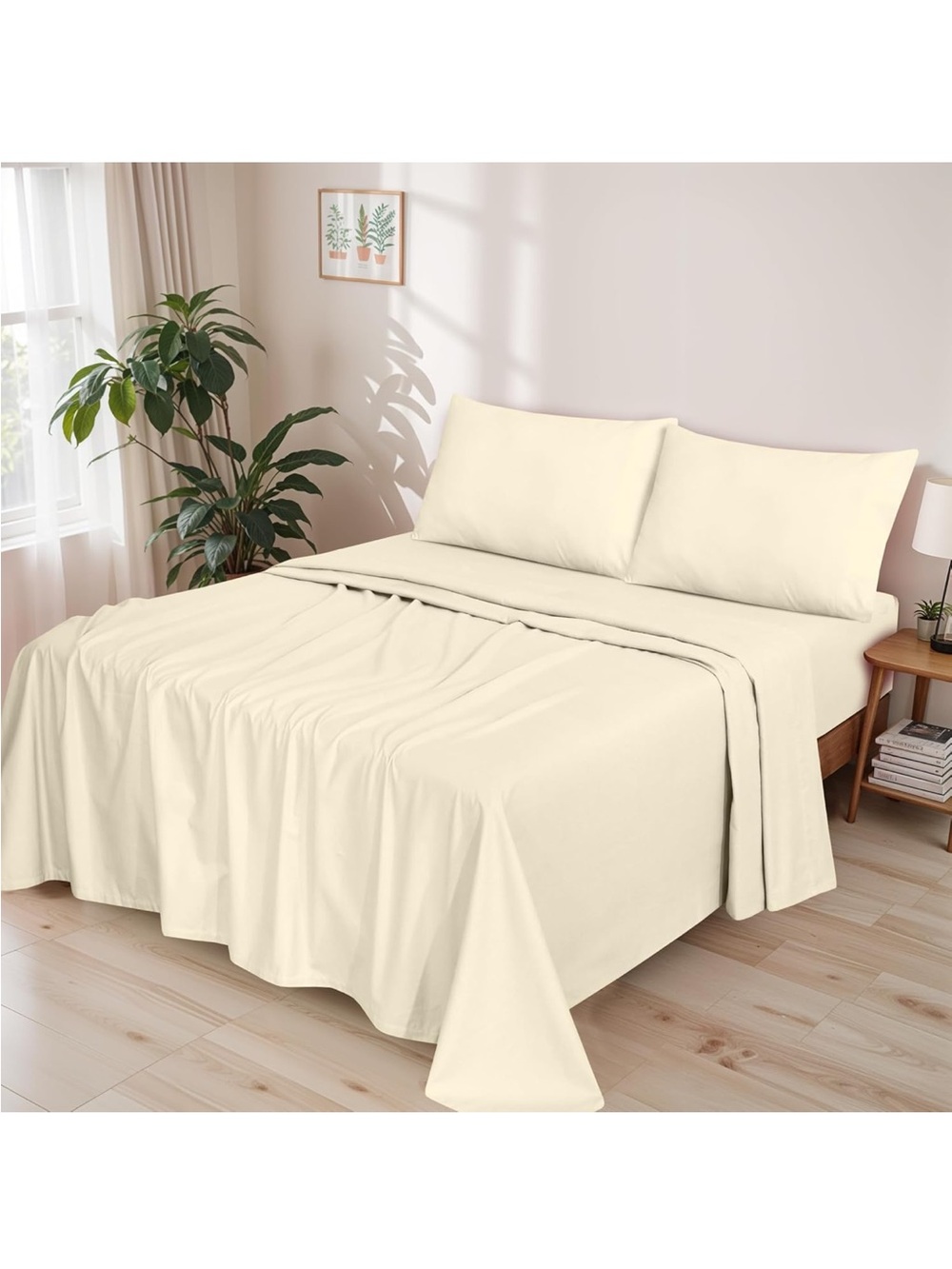 NEW RUVANTI 100% Cotton Organic Flannel Sheets. Double Brushed - Winter White